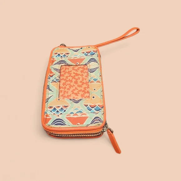 Quilted Geometric Fish Print Wallet - Orange Accent - Picture 4 of 4